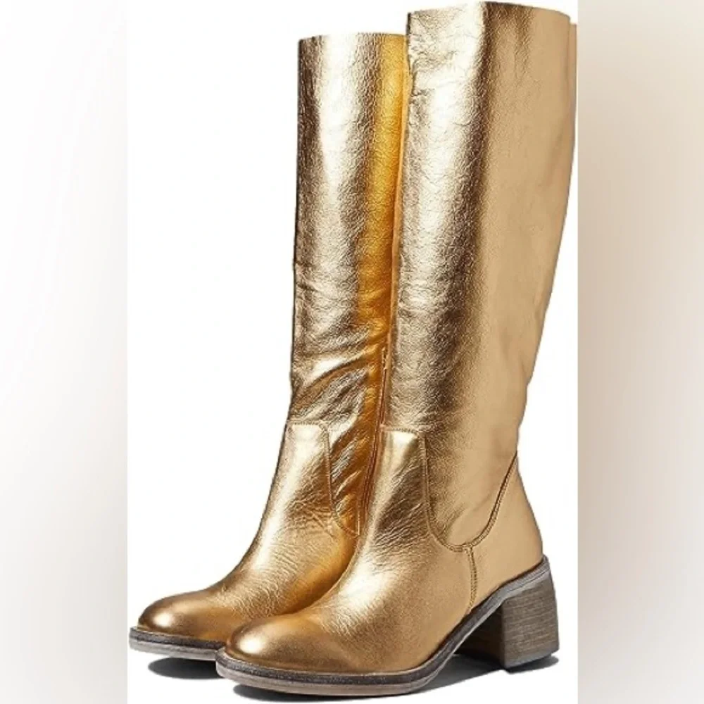 FREE PEOPLE Leather Metallic Boots
